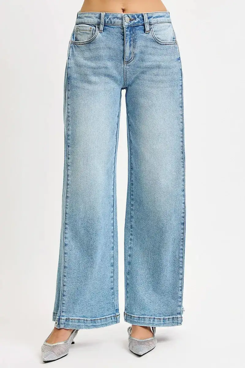 Denim Mid Rise Barrel Leg Pocketed Jeans