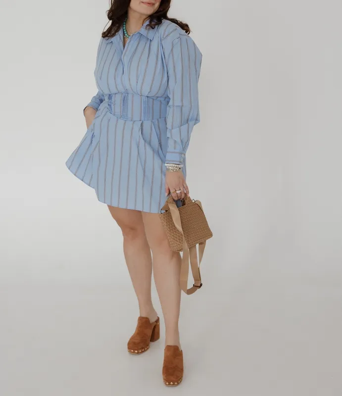 Blue Cotton Blend Dress