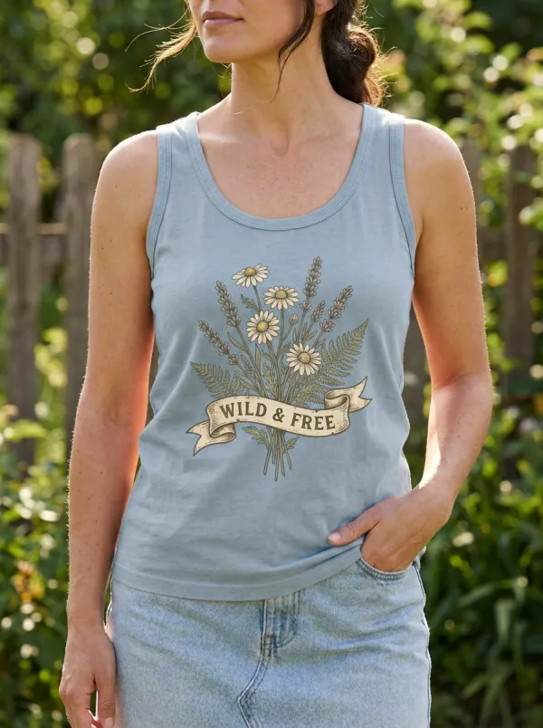 Women's Wild & Free Daisy Fern Floral Printed Tank Top