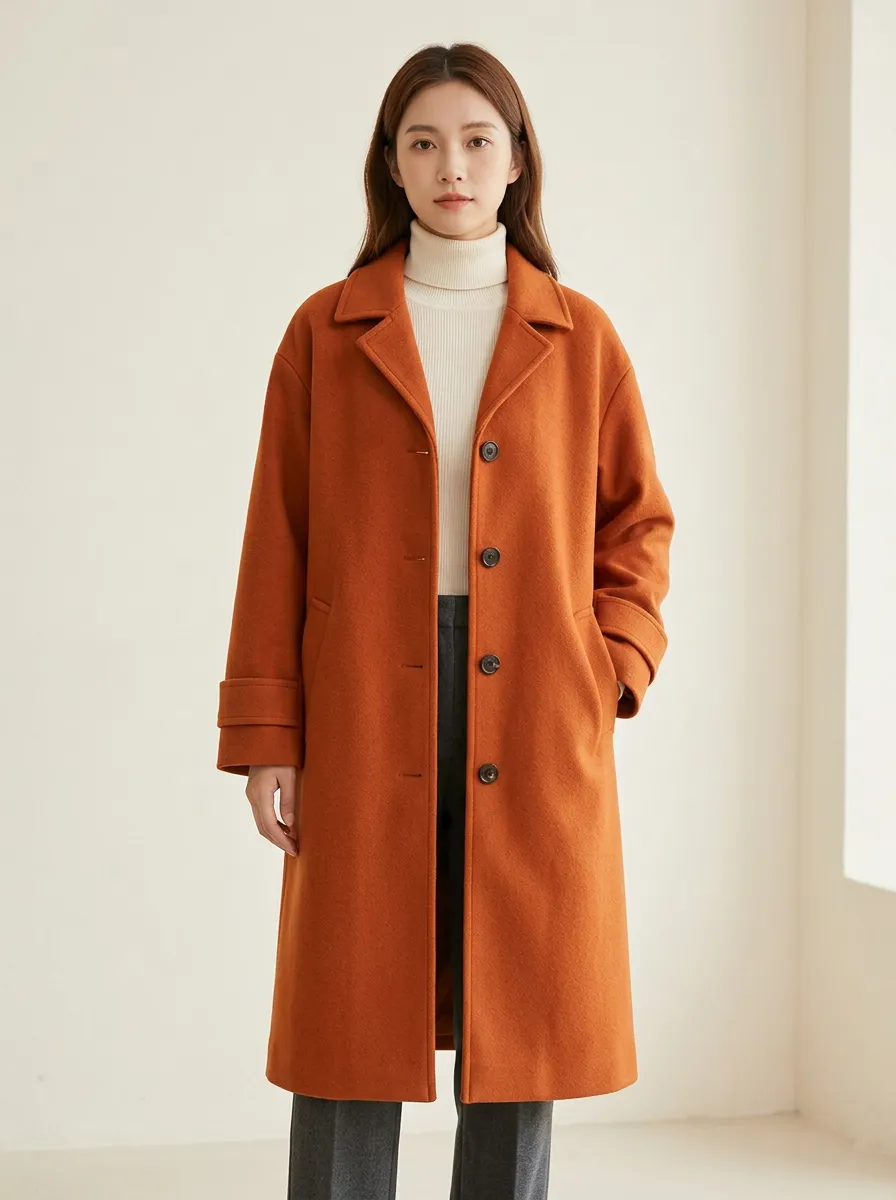 Natural Wool-Blend Outerwear Coat