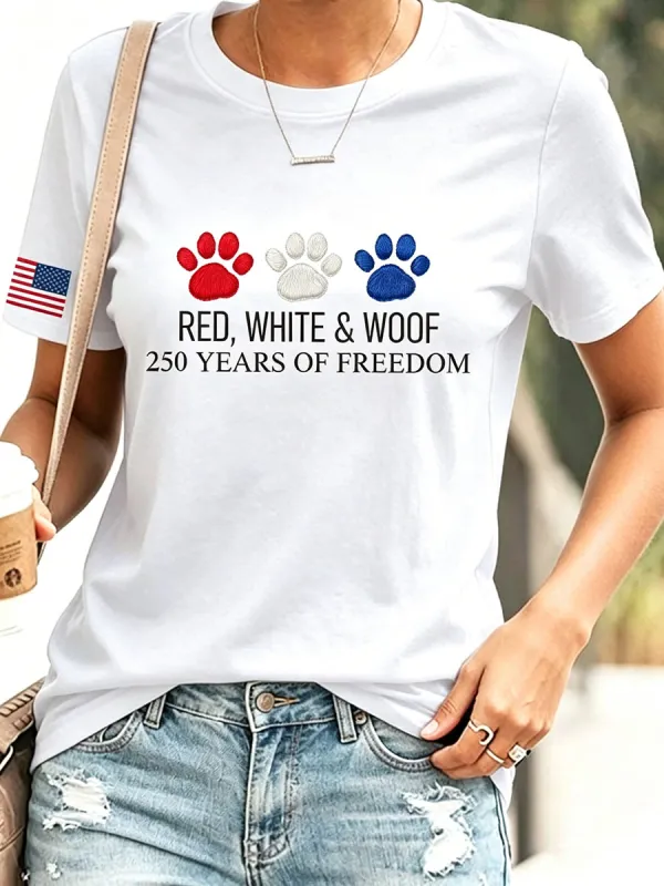 Women's USA 250th Anniversary Puppy Print T-Shirt