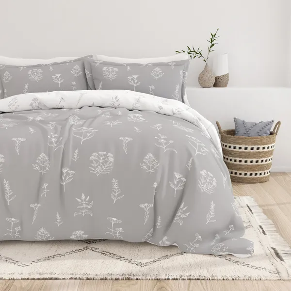 Botany Floral Pattern Reversible Duvet Cover Set