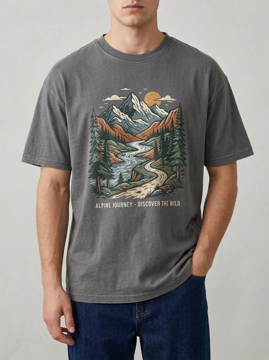 Men's Alpine Mountain Journey Graphic T-Shirt