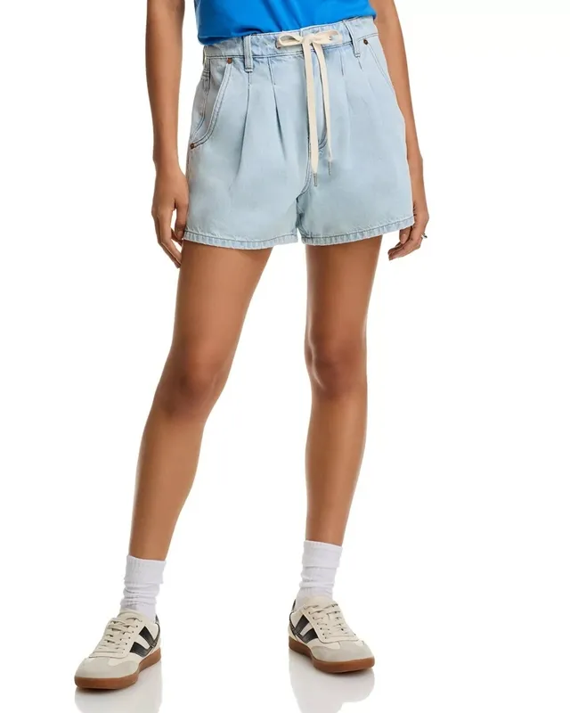 Denim Drawstring Belt Loop Shorts