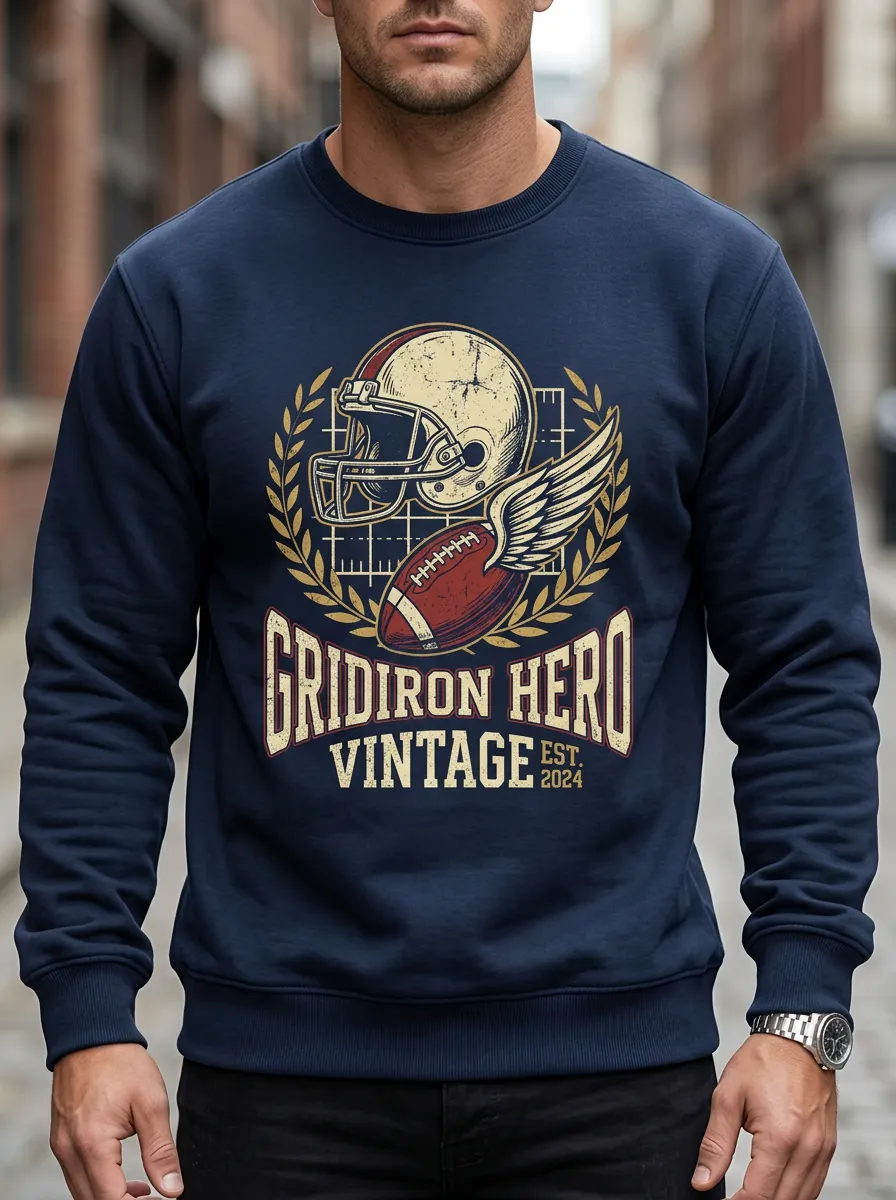 Men's American Football Gridiron Hero Winged Ball Printed Sweatshirt