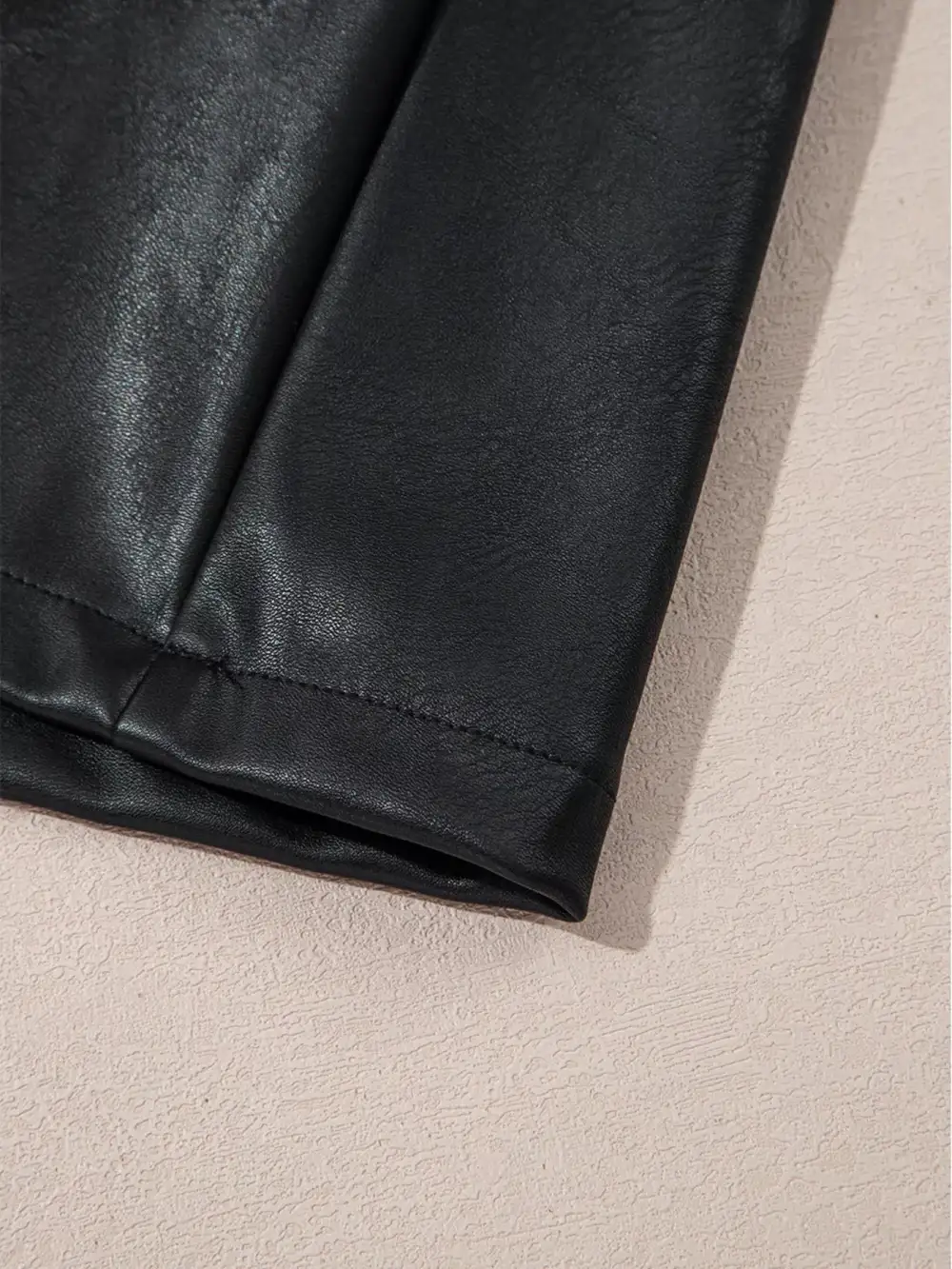 Layered Detail Faux Leather Sleeveless Mini Dress