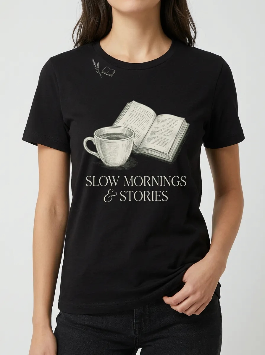 Women's Book Lover Coffee Reader Printed T-shirt