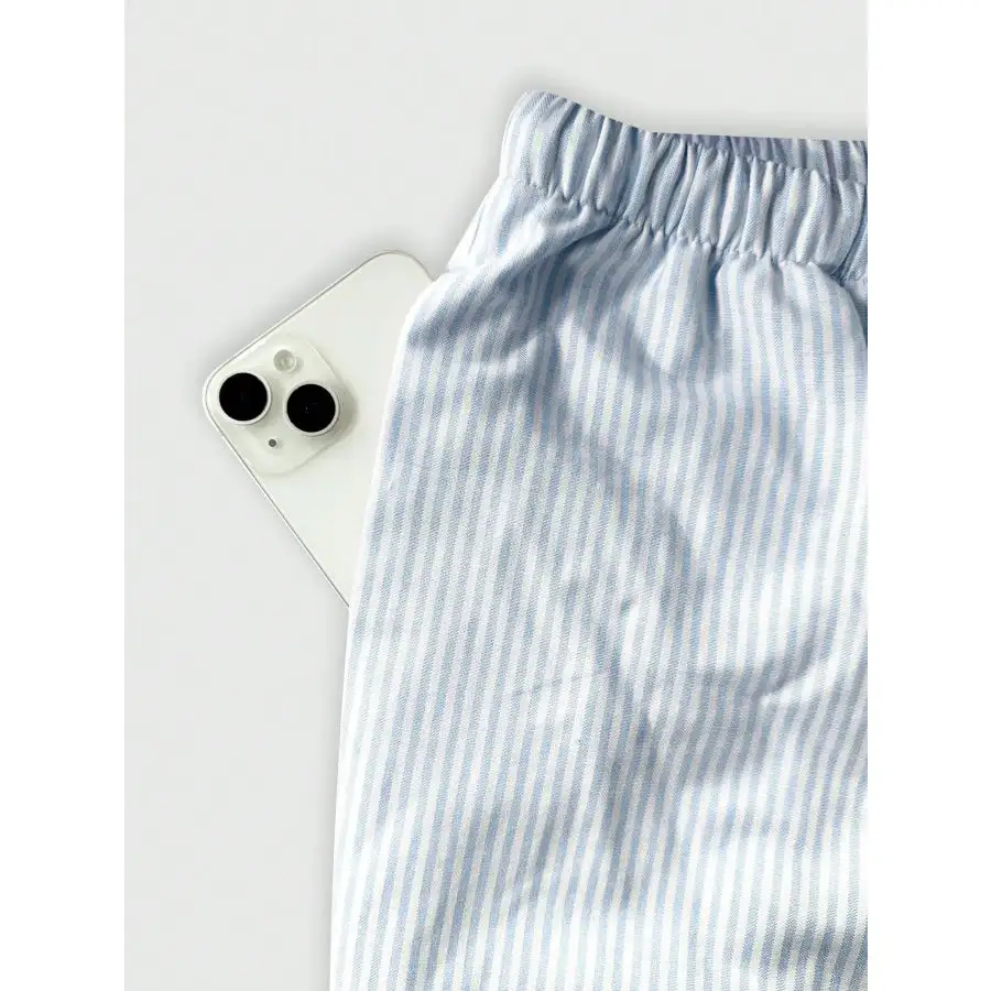 Drawstring Striped Wide Leg Pants