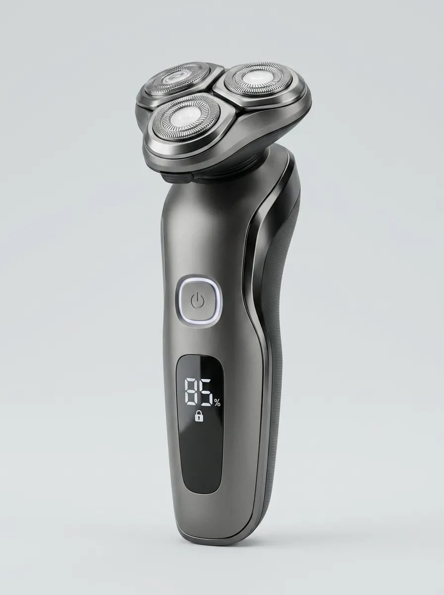 Rotary Triple-Head Digital Display Electric Shaver for Regular Grooming