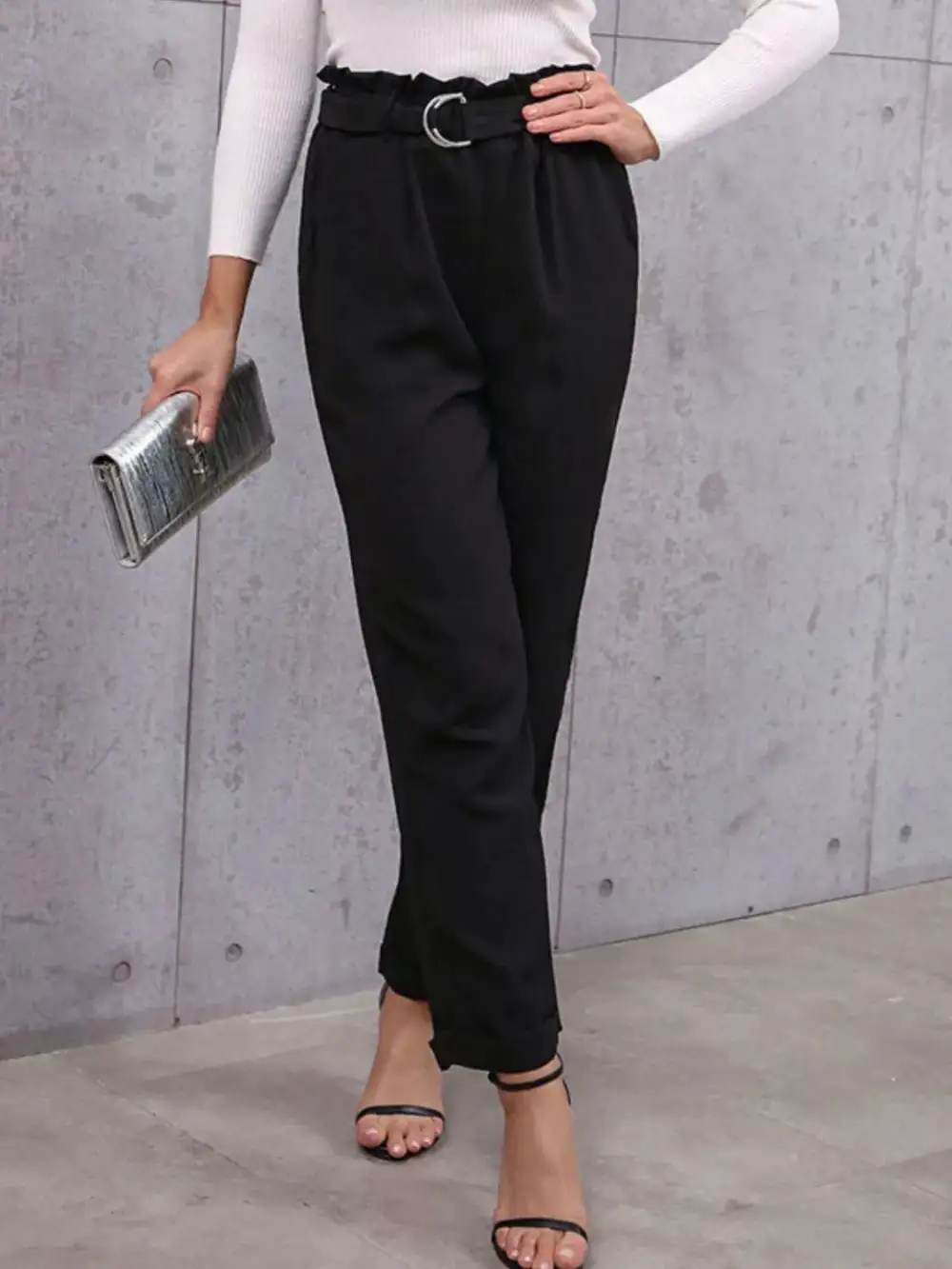 Paperbag Waist Pocketed Casual Everyday Pants