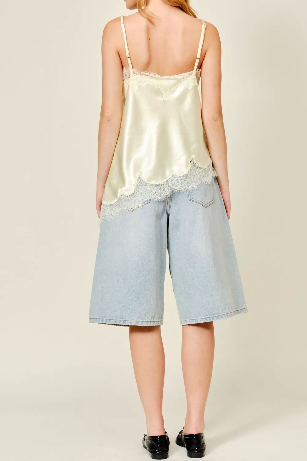 Asymmetrical Satin Lace Top