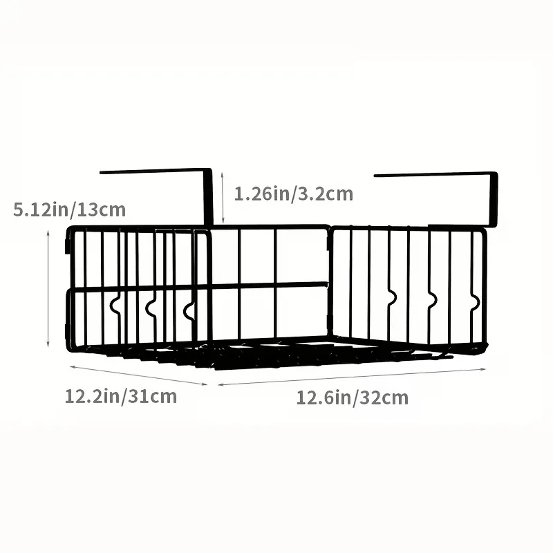 Under-Shelf Black Wire Storage Basket