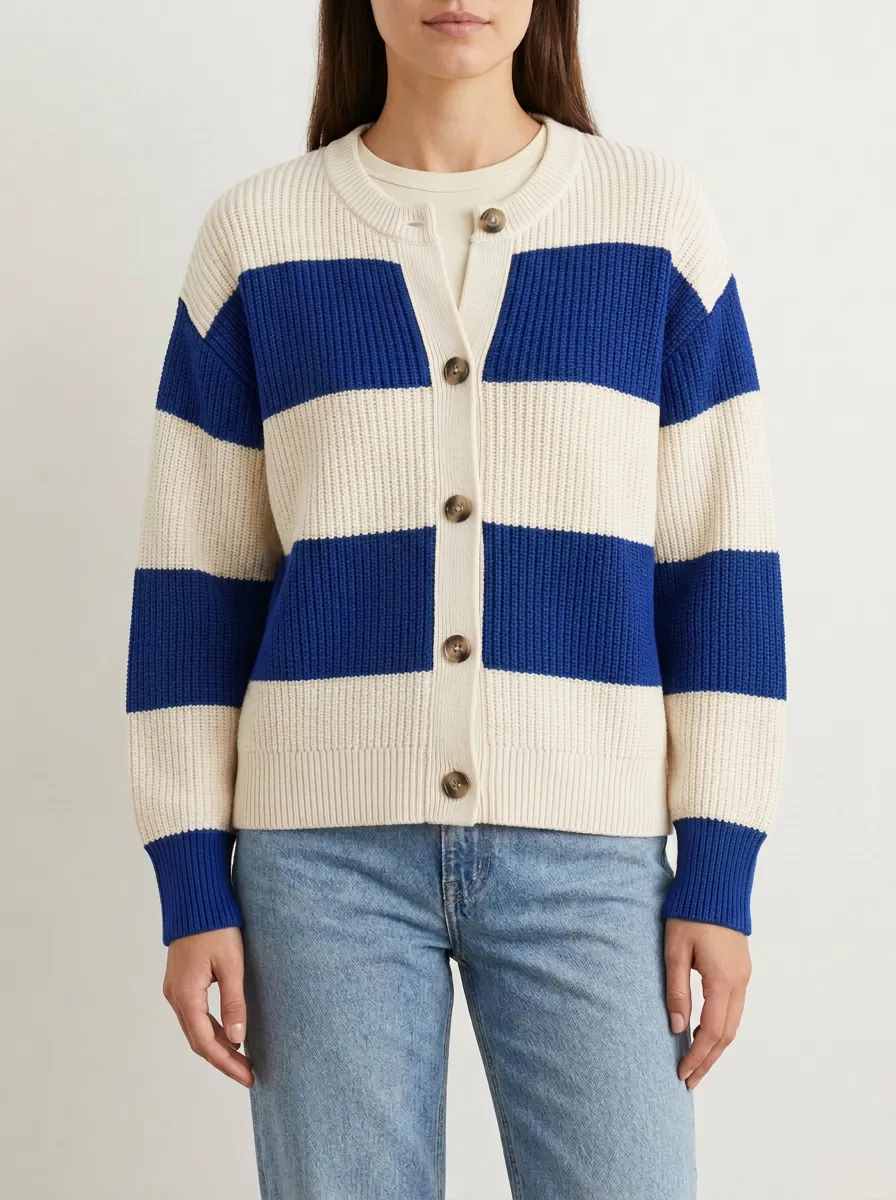 Heritage Textured Rugby Striped Knit Cardigan