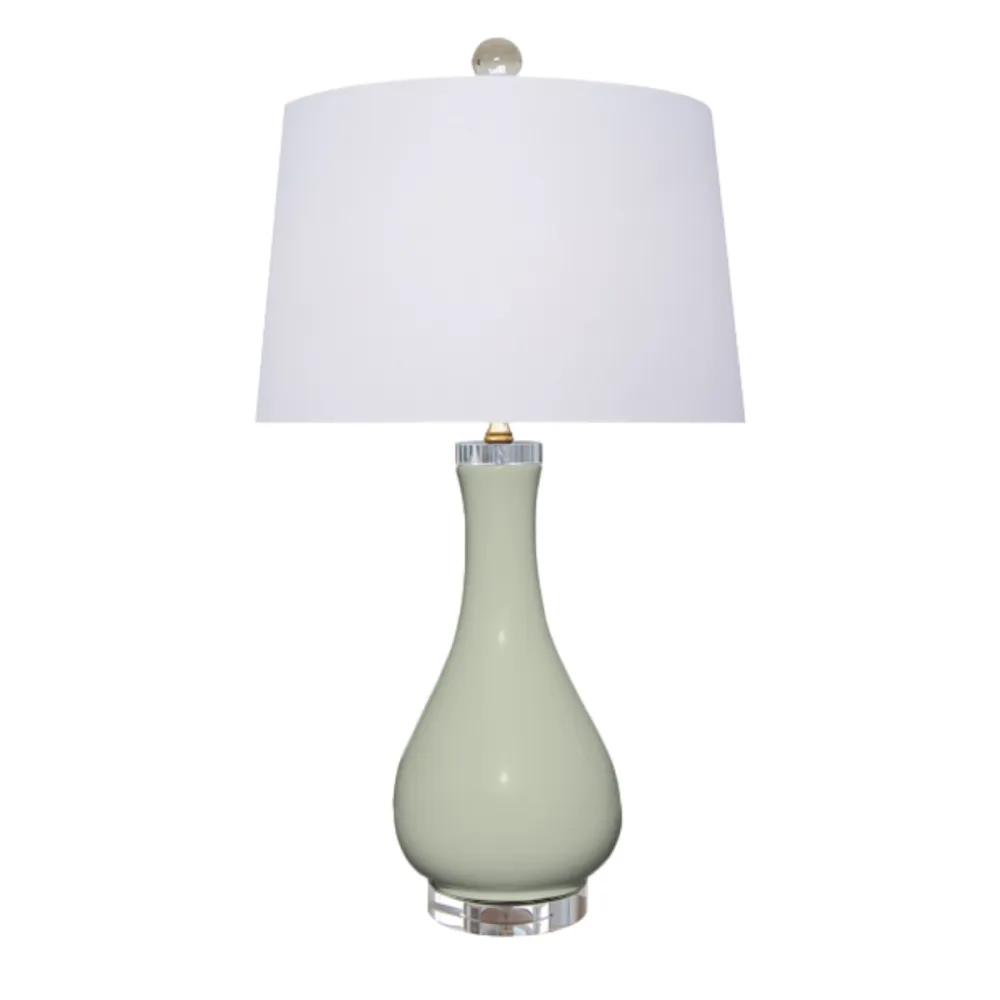 Teardrop Porcelain Drum-Shade Table Lamp