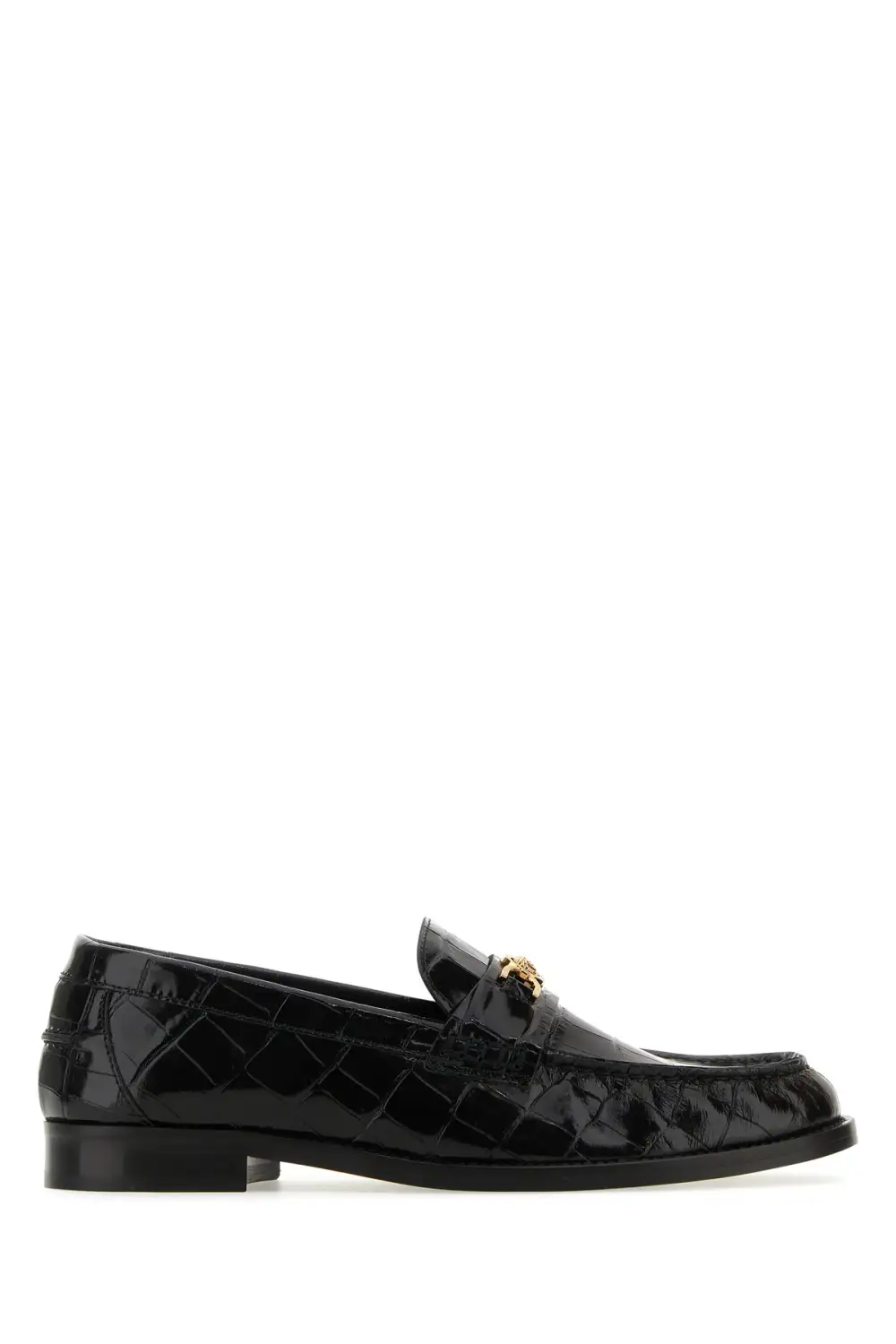 Crocodile Embossed Leather Accent Loafers