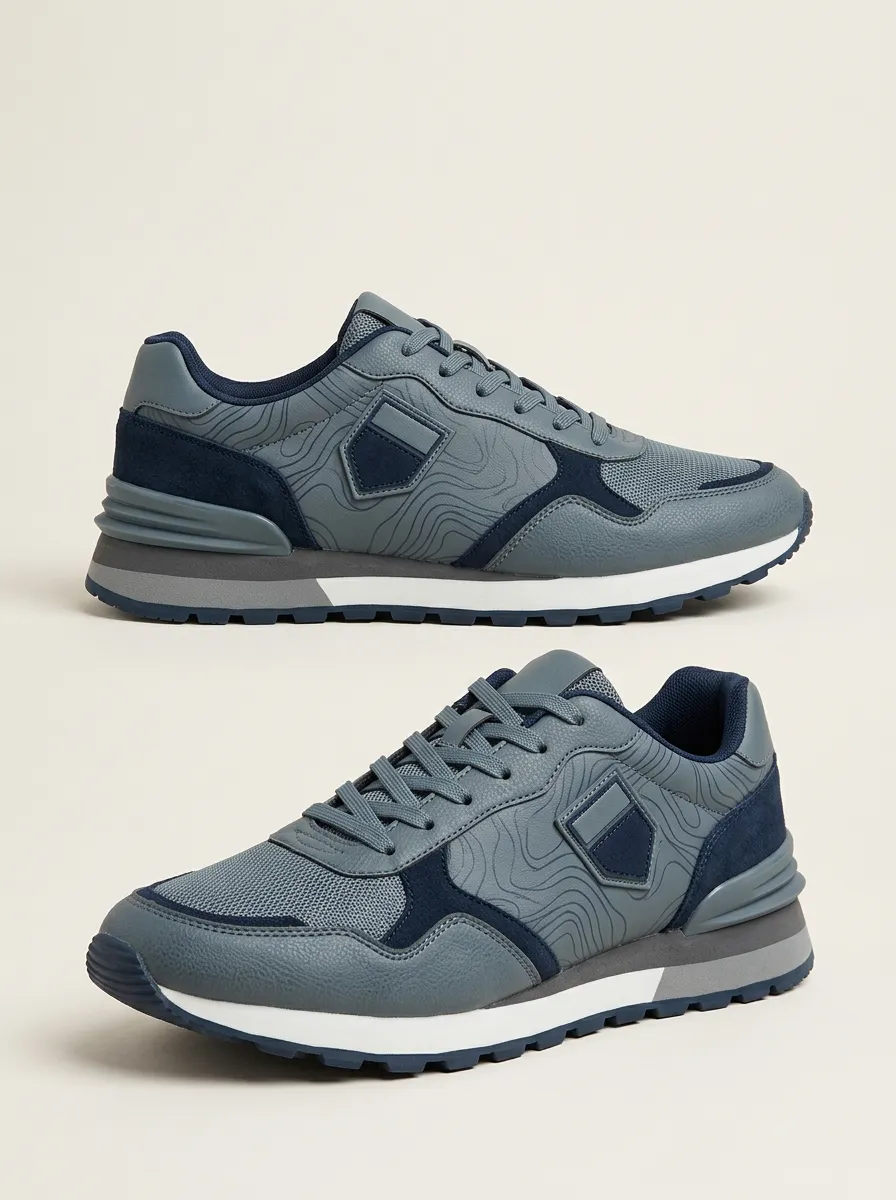 Men's Everyday Outdoor Adventure Topographic Pattern Print Sneakers