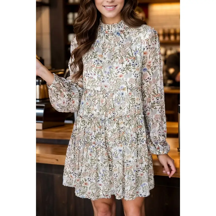 Modern Everyday Mock Neck Long Sleeve Mini Dress