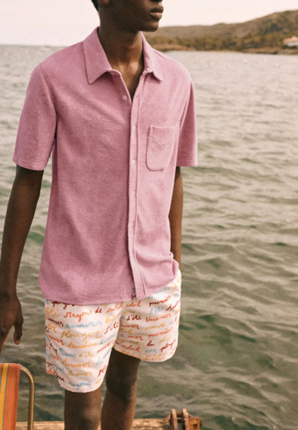 Soft Mauve Pink Short Sleeve Cotton Camp Shirt