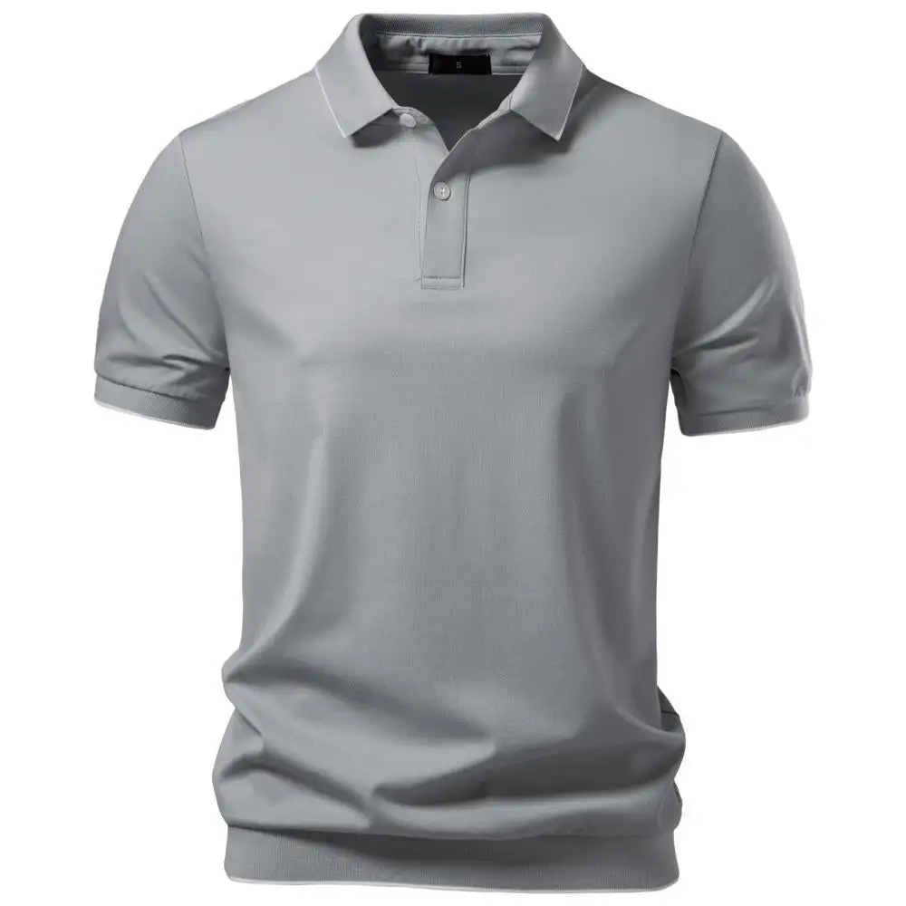 Ribbed Short Sleeve Cotton Polo Shirt
