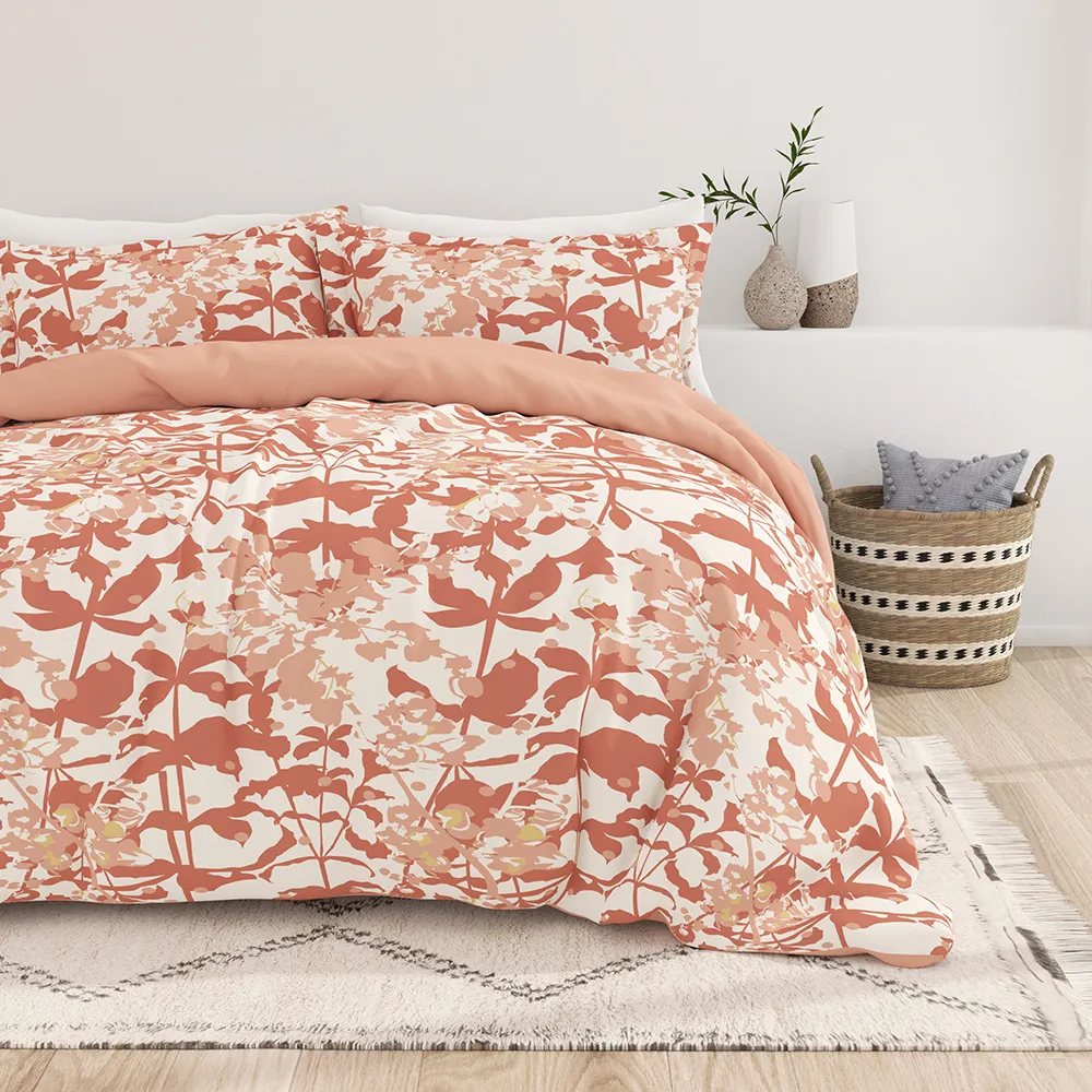 Boho Flower Pattern Reversible Duvet Cover Set