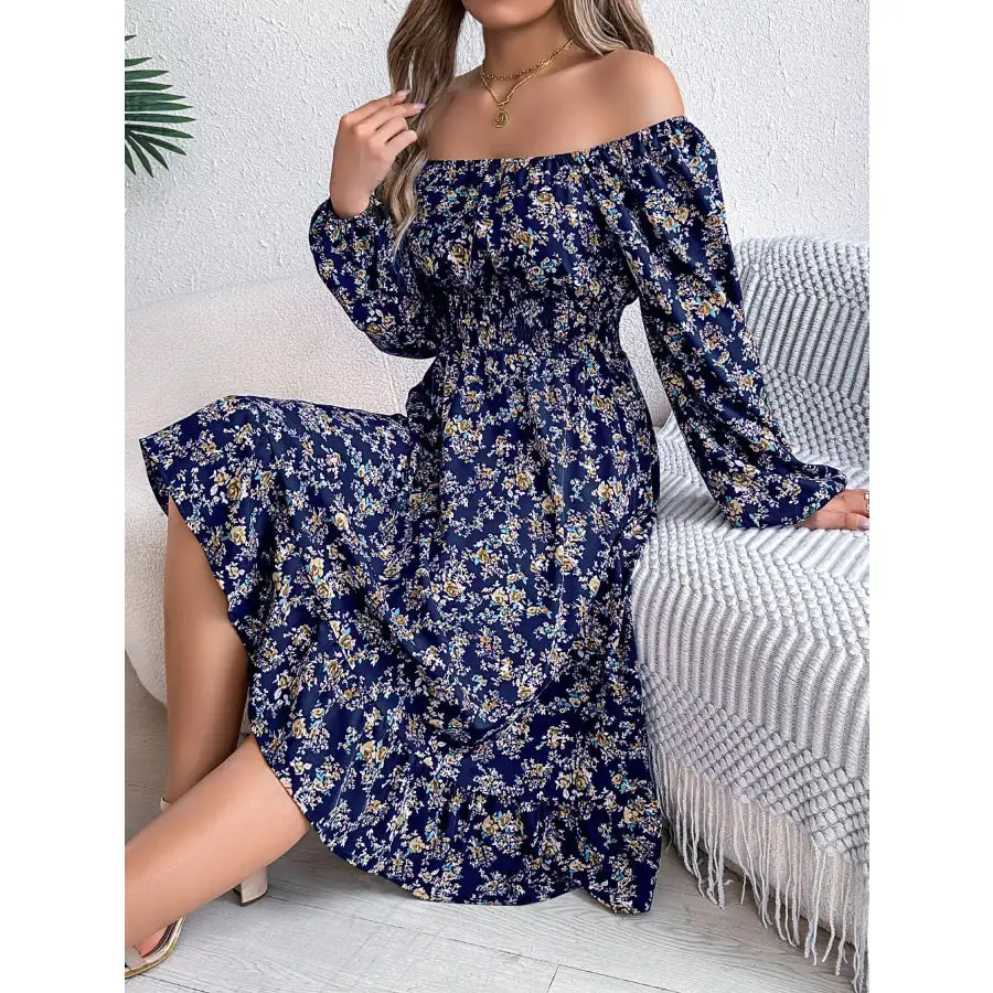 Long Sleeve Square Neck Midi Dress