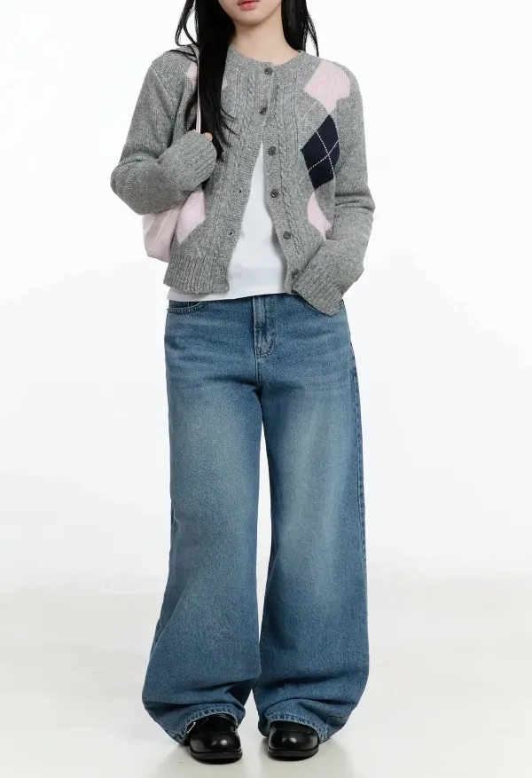 Pocketed Classic Wide Leg Jeans