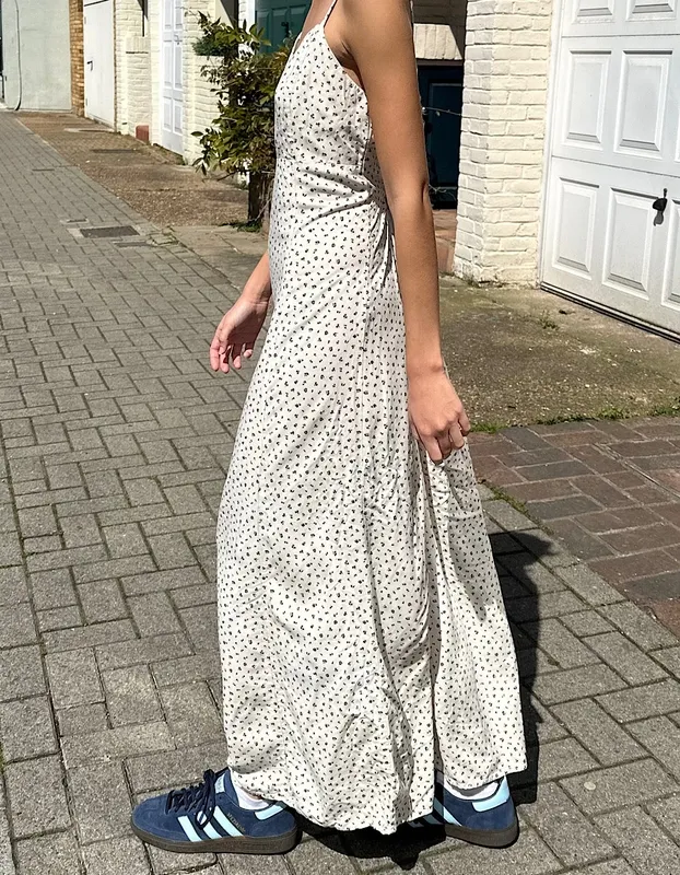 Ivory Navy Floral Dress