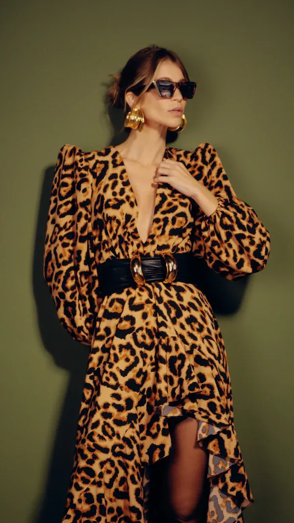 Vestido Animal Print Assimetrico