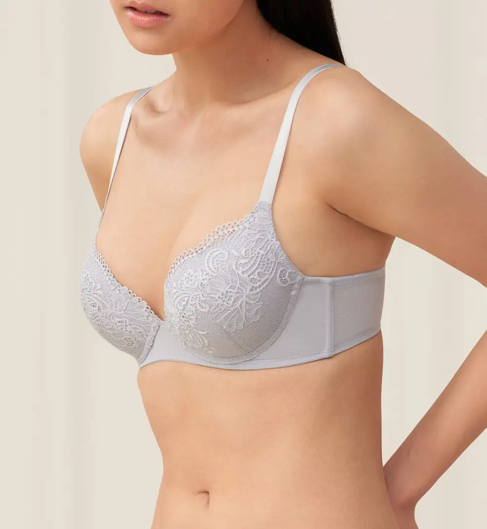 Women's Streamlined Wired Half-Cup Padded Lace Bra