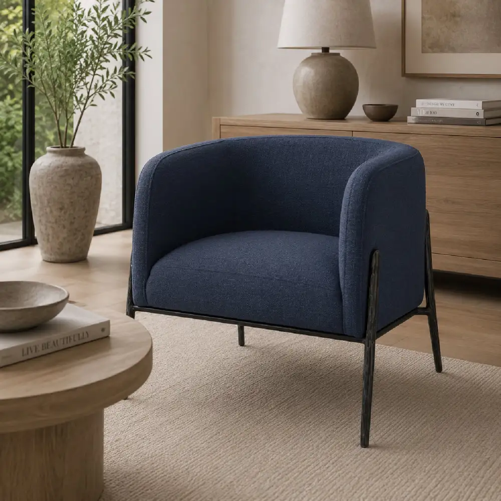Barrel-Back Scandinavian Accent Chair