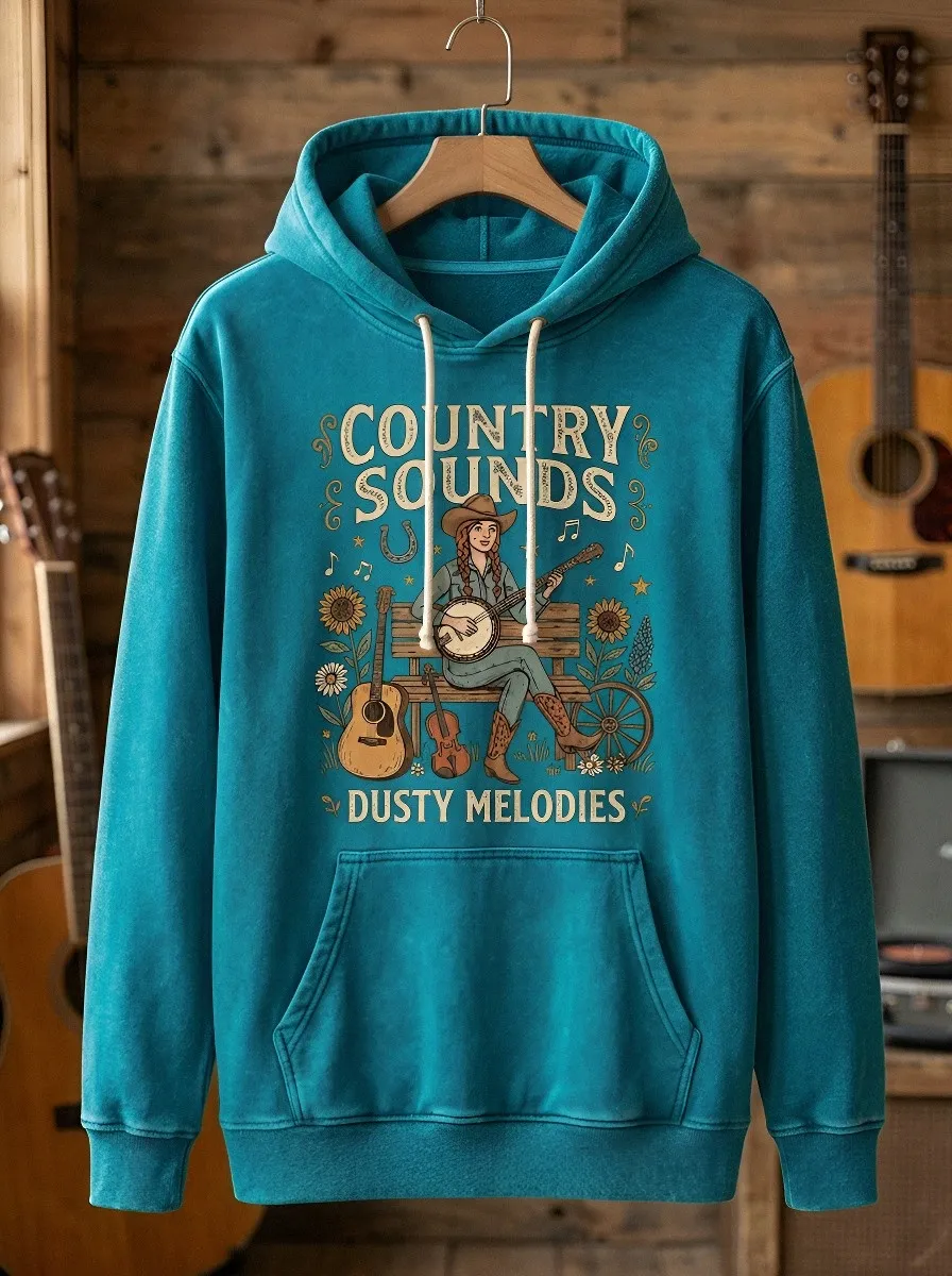 Honky-Tonk-Inspired Banjo Country Music Graphic Hoodie