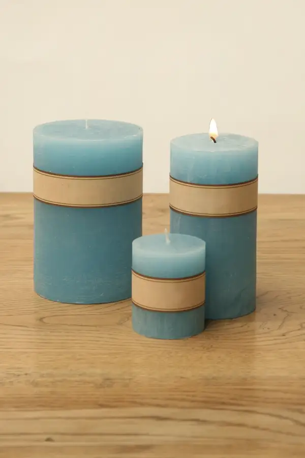 Turquoise Rustic Pillar Candle