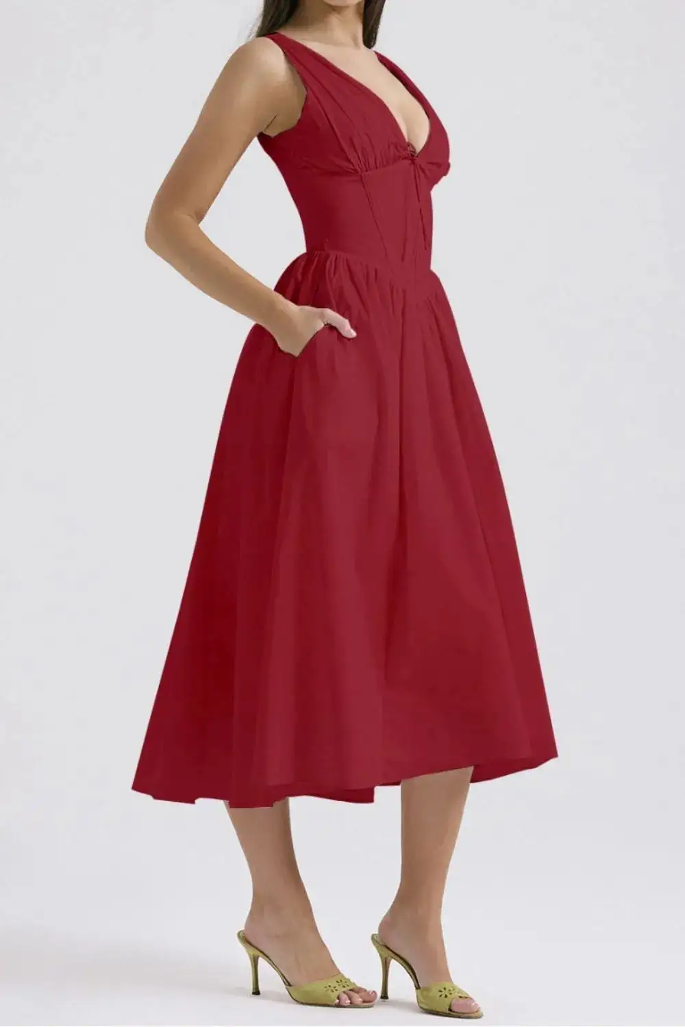 Modern V Neck Sleeveless Casual Dress