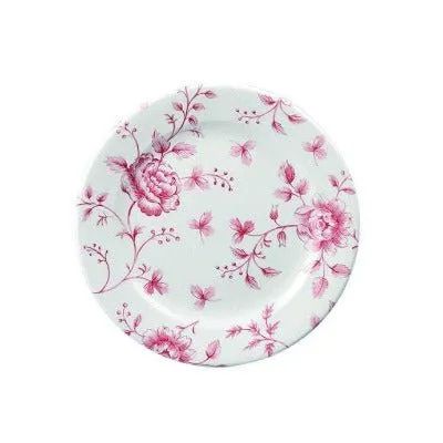 Vintage Cranberry Rose Chintz Tea Plate