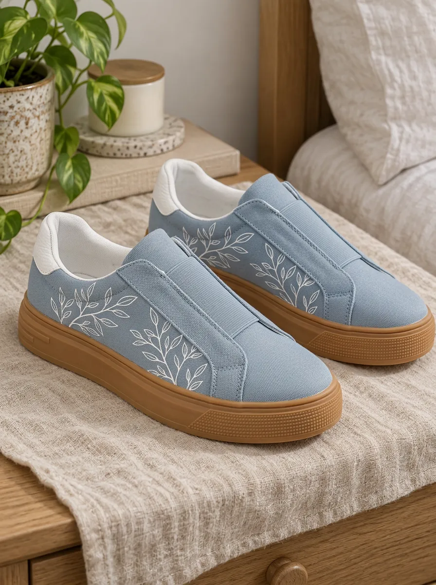 Women's Everyday Botanical Leaf Pattern Canvas Skate Shoes