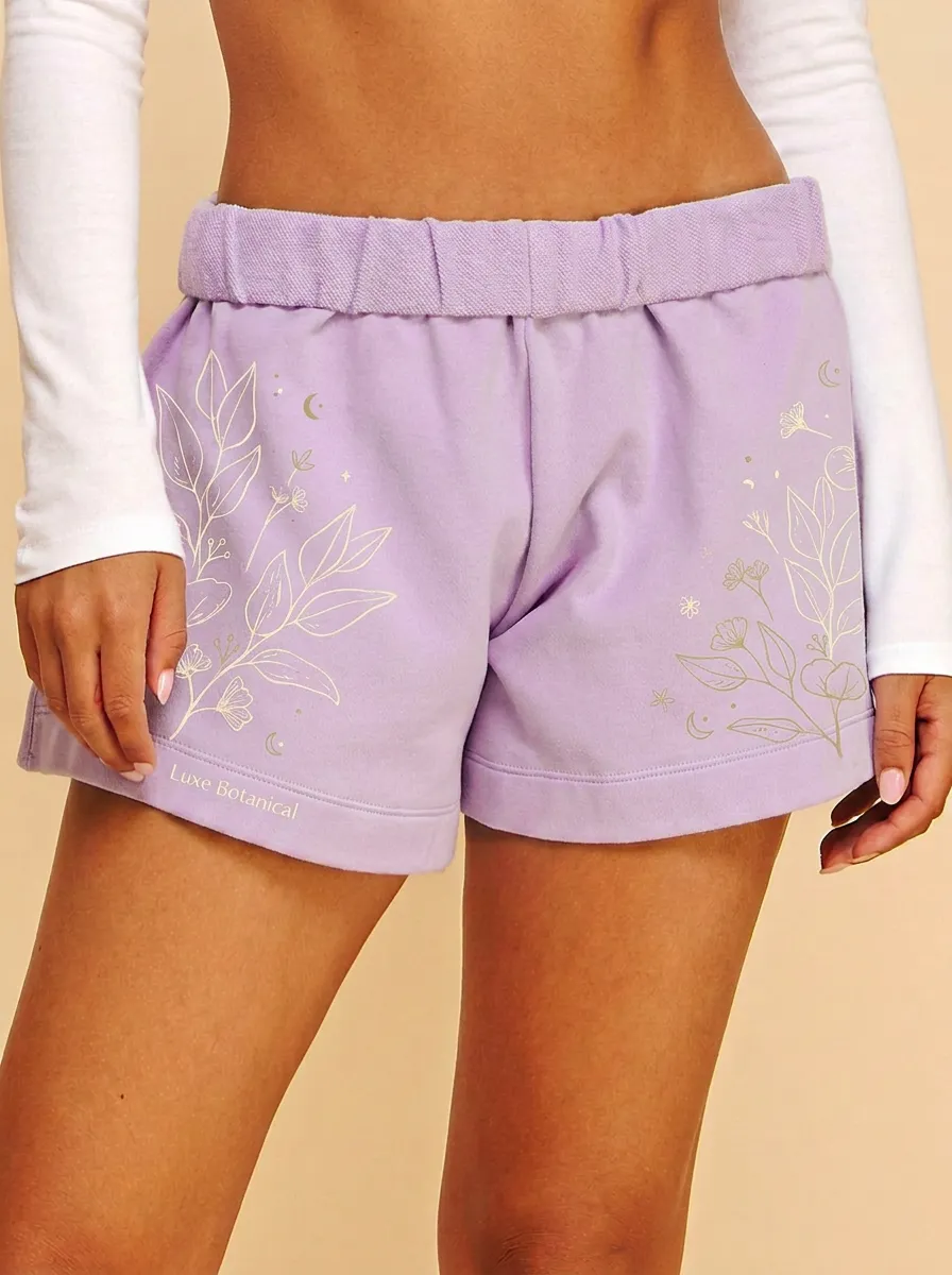 Women's Botanical Celestial Floral Printed Sweat Shorts