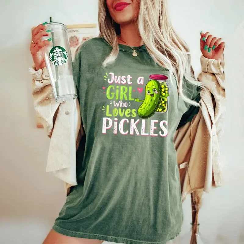 Just A Girl Who Loves Pickles Toddler Pickle Costume Women's Oversized Comfort T-Shirt