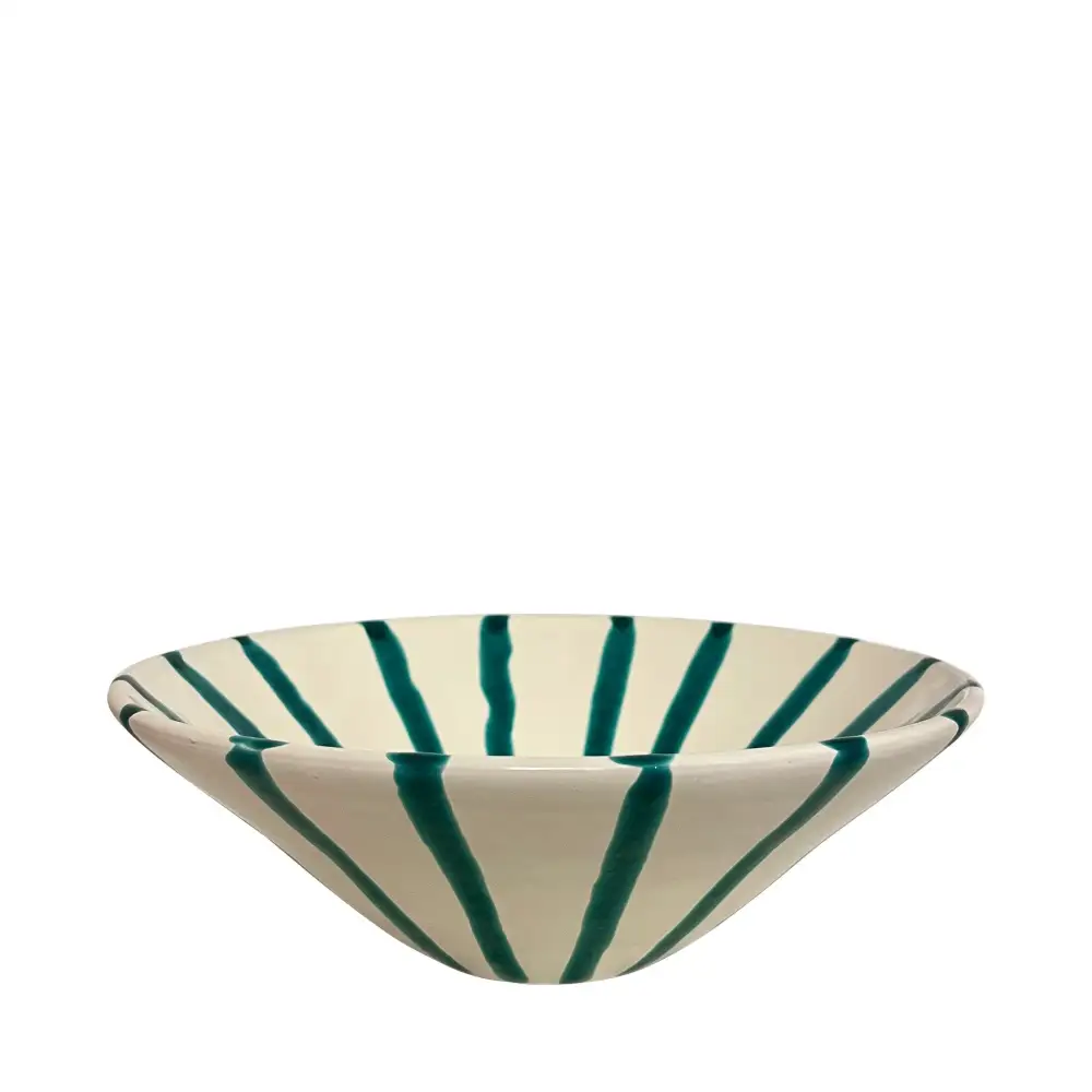 Striped Parasol-Inspired Ceramic Serving Bowl