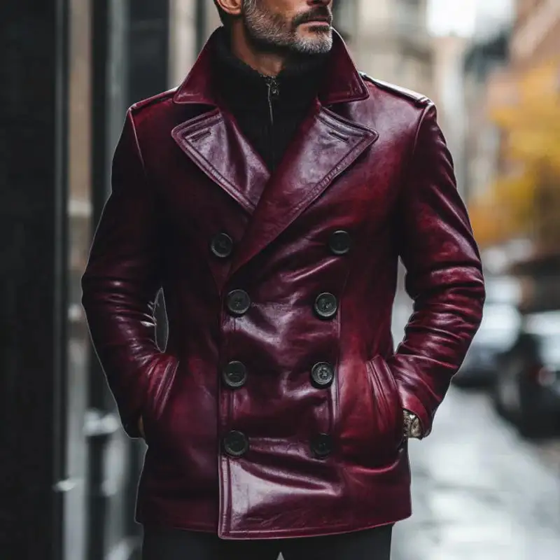 Textured Leather Coat