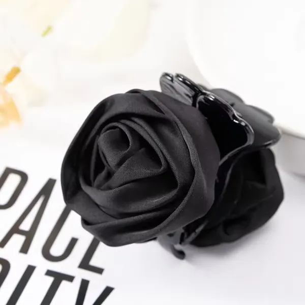 Rose Flower Hair Claw Clip with Soft Fabric