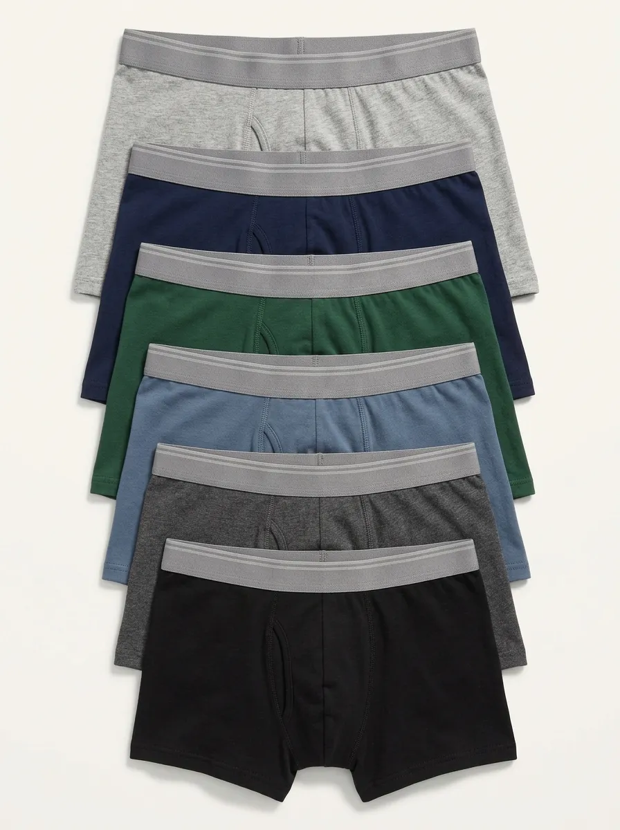 Men's Contrast Waistband Athletic Fit 6-Pack Boxer Briefs