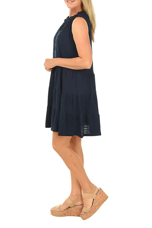 Sleeveless Ruffled Tie-Neck Dress