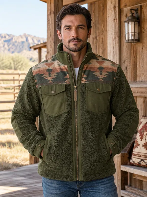 Canyon Trail Aztec Finish Men's Western Fleece Jacket