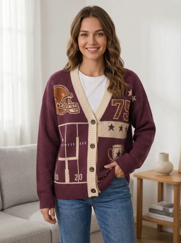 Women's Gridiron Helmet Field Knit Cardigan