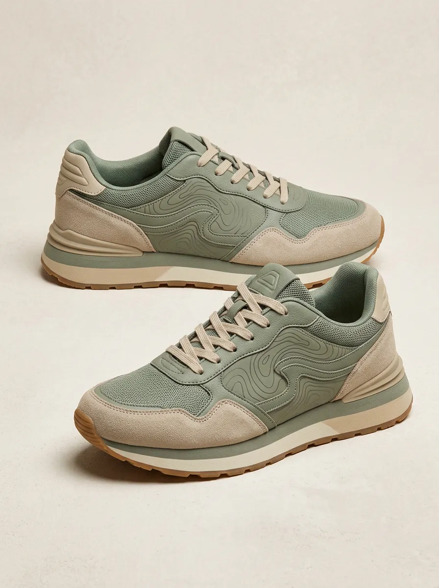 Unisex Everyday Topographic Pattern Print Sneakers