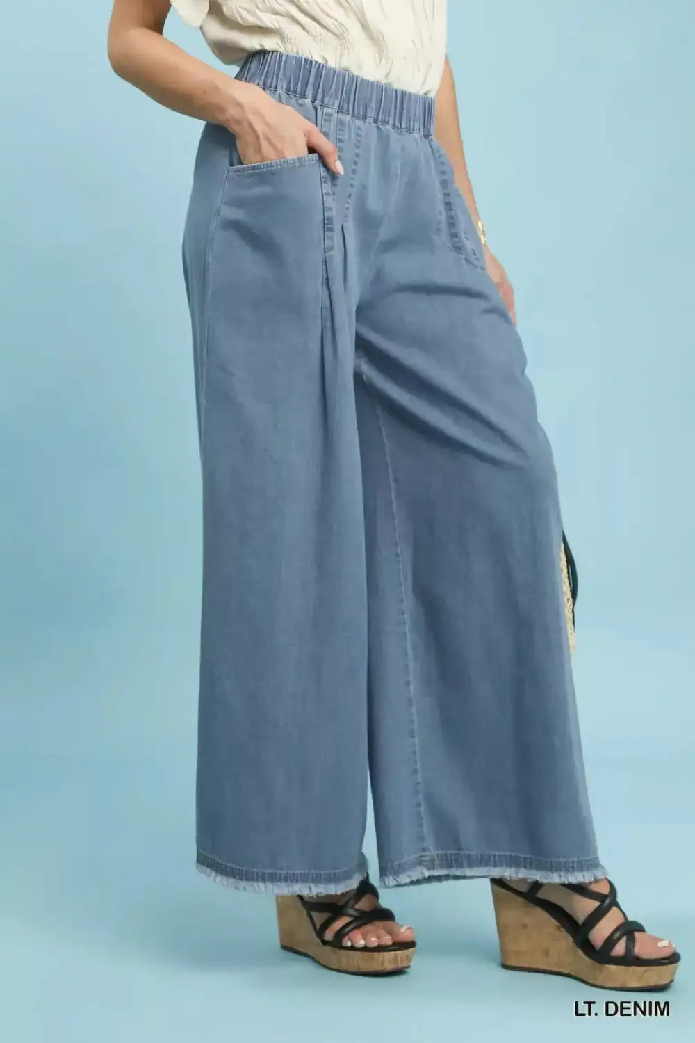 Classic Stone Washed Wide Leg Pants