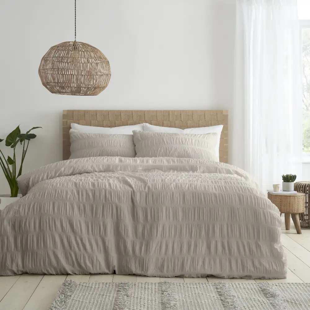 Refined Bedroom Stripe Seersucker Duvet Cover Set
