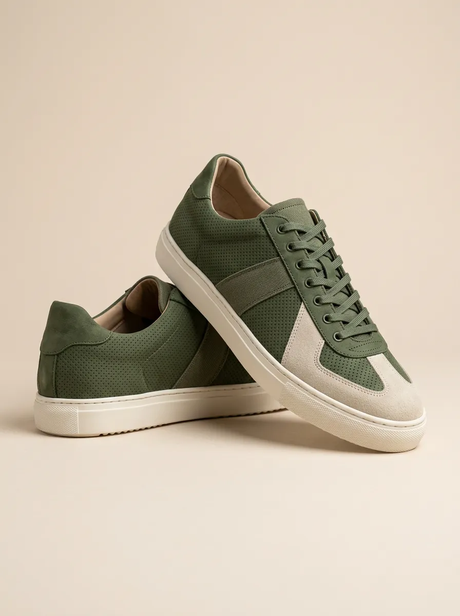 Men's Minimalist Perforated Suede Casual Sneakers