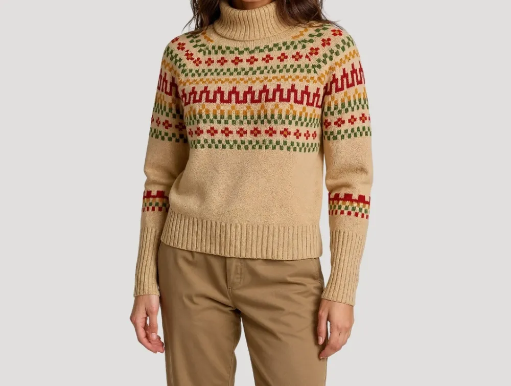 Spring Patterned Turtleneck Knit Sweater