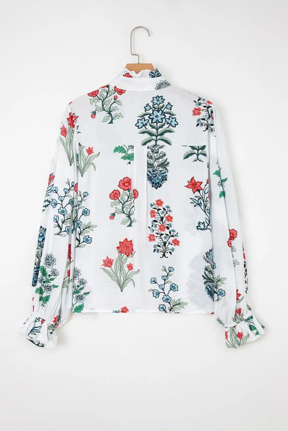 Floral Frilled V-Neck Shirt Blouse